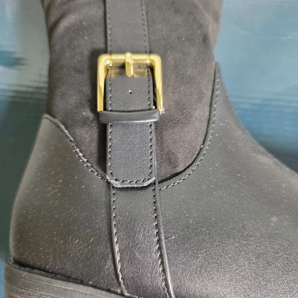 Karen Scott Womens Black Faux Leather Suede‎ Tall Riding Boots Size 6M